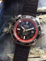 Copy Breitling Superocean Rubber Strap Watch - Black Dial Red Inner Bezel